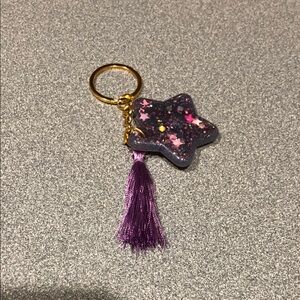 Glittery Purple Star Keychain with Tassel